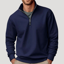 Tobias | Herren Pullover mit Viertelreißverschluss Lockere Passform Sweatshirt – Marineblau