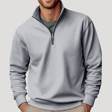 Tobias | Herren Pullover mit Viertelreißverschluss Lockere Passform Sweatshirt – Grau