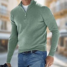 Matthias | Herren Reißverschluss am Kragen Langarm Strickpullover Casual Fit – Grün
