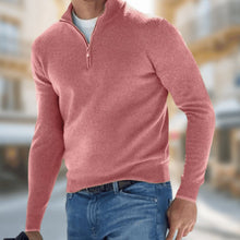 Matthias | Herren Reißverschluss am Kragen Langarm Strickpullover Casual Fit – Rot