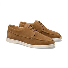 Herren-Schnürschuhe mit Mokassin-Naht und flacher Sohle – Braun