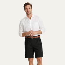 Herren Shorts mit Falten und Gürtel – Schwarz
