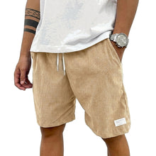 Herren Shorts mit Kordelzug und aufgenähtem Etikett – Beige