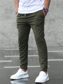 Julian | Herren Slim-Fit Jogger-Chino Hose mit Kordelzug – Grün