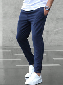 Julian | Herren Slim-Fit Jogger-Chino Hose mit Kordelzug – Marineblau