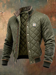 Christian | Herren Steppjacke Wattierte Mens Quilted Jacket Bomberjacke Stehkragen – Grün