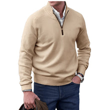 Simon | Herren Strick-Sweater Regular Fit Langarm Viertelreißverschluss – Braun