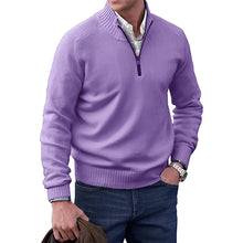 Simon | Herren Strick-Sweater Regular Fit Langarm Viertelreißverschluss – Lila
