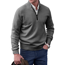 Simon | Herren Strick-Sweater Regular Fit Langarm Viertelreißverschluss – Dunkelgrau