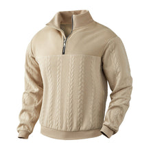 Lukas | Herren Strickpullover Zopfmuster Viertelreißverschluss Pullover – Beige