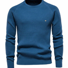 Simon | Herren Strukturierter Rundhals-Winterpullover mit langen Ärmeln – Blau