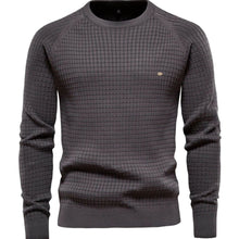 Simon | Herren Strukturierter Rundhals-Winterpullover mit langen Ärmeln – Dunkelgrau