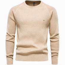 Simon | Herren Strukturierter Rundhals-Winterpullover mit langen Ärmeln – Beige