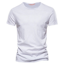 Herren-T-Shirt mit Rundhalsausschnitt und Flammgarn-Struktur – Weiß