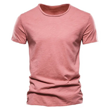 Herren-T-Shirt mit Rundhalsausschnitt und Flammgarn-Struktur – Rosa
