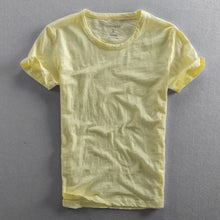 Herren T-Shirt mit Rundhalsausschnitt und Slub-Struktur – Gelb