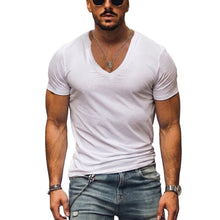 Herren-T-Shirt mit V-Ausschnitt und kurzen Ärmeln – Weiß