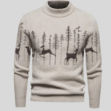 Alexander | Herren Weihnachtspullover mit Rentier- und Waldmotiv Strickpullover – Beige