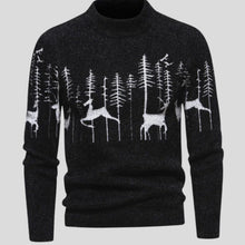 Alexander | Herren Weihnachtspullover mit Rentier- und Waldmotiv Strickpullover – Schwarz