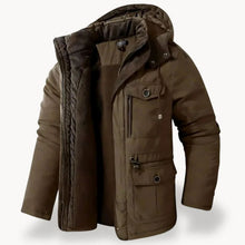 Alexander | Herren Winterjacke mit Fleece-Futter robuste Outdoorjacke mit Kapuze – Braun