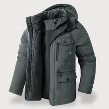 Alexander | Herren Winterjacke mit Fleece-Futter robuste Outdoorjacke mit Kapuze – Grau