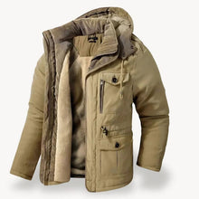 Alexander | Herren Winterjacke mit Fleece-Futter robuste Outdoorjacke mit Kapuze – Beige
