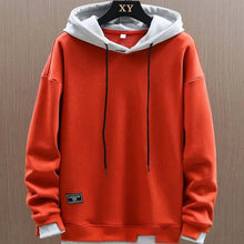 Niklas | Herren Zweifarbiger Locker Geschnittener Pullover Hoodie mit Kapuze – Orange
