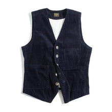 Sheene | Vintage Kord Revers Jacke – Marineblau (Ärmellos)