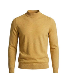 Herrenpullover mit langen Ärmeln, Stehkragen und gerader Form – Gelb