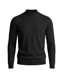 Herrenpullover mit langen Ärmeln, Stehkragen und gerader Form – Schwarz