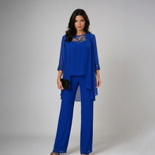 Bronte - Dreiteiliger Soft-Touch-Hosenanzug – Blau