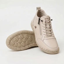 Schreiner – Turnschuh mit Schnürung Und Reißverschluss Sowie Kontrastnähten – Beige