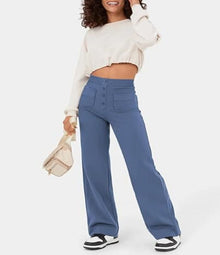 Gisela | Hochtaillierte, elastische Damenhose – Blaues Licht