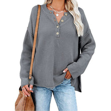 Strukturierter Pullover mit Knopfleiste | Lässige Passform | Bequemer Stil – Grau