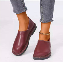 Nerry - Farbe Patch Schuhe – Weinrot