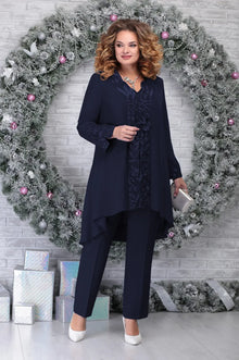 Valdis | Damen Festliches Tunika Set Große Größen – Marineblau