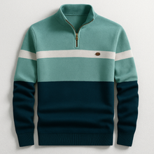 ELSTON HERITAGE PULLOVER MIT VIERTELZIP – Grün Marineblau