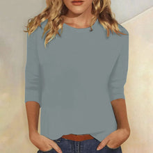 Isabelle | Rundhals Dreiviertelarm Top – Blau