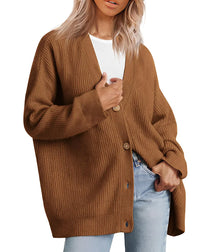 Renate | Kaschmir-Kokon-Strickjacke – Braun