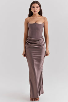 ANIKA I SCHULTERFREIES KLEID – Rauch