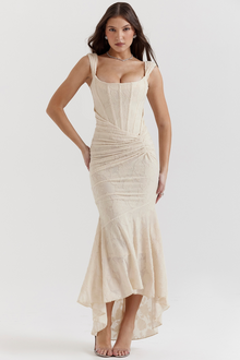 Traudel – Ärmelloses Maxikleid – Beige
