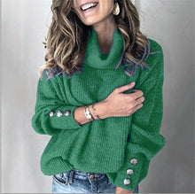 Warmer Rollkragenpullover mit Knöpfen für Damen | Ideal für den Winter – Grün
