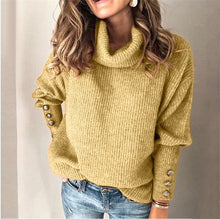 Warmer Rollkragenpullover mit Knöpfen für Damen | Ideal für den Winter – Gelb