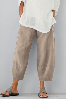 Damen lässige weite Hose mit Taschen – Khaki