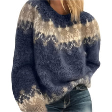 Weicher Strick-Kaschmirpullover Mit Muster Für Damen | Ideal für den Winter – Blau