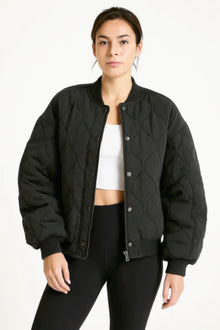 Damen-Bomber-Übergangsjacke | Übergrößer – Schwarz