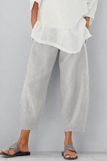 Damen lässige weite Hose mit Taschen – Hellgrau