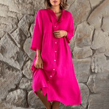Mercedes® | Langärmliges, geknöpftes Midikleid – Rosa