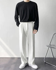 Enzo | High-Waist mit weitem Bein Anzughose – Weiß