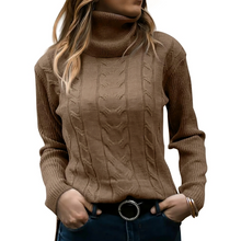 Eleganter Rollkragen-Strickpullover Mit Kabelstrick Für Damen | Ideal für den Winter – Braun